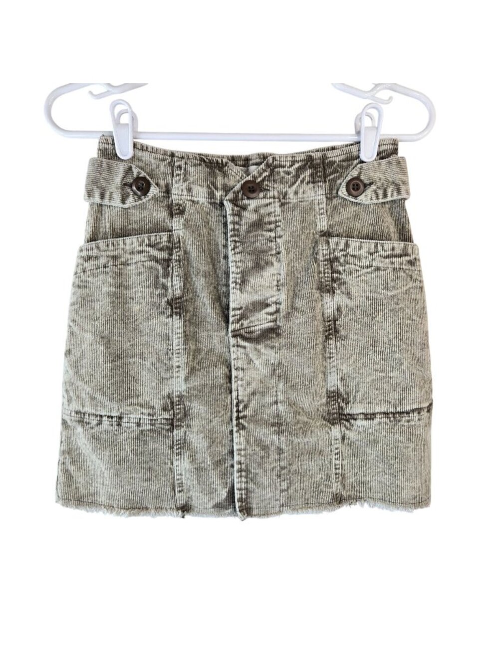 Oli & Hali Mini Cargo Skirt Size XS Moss Green Corduroy Button Boho Indie Sleeze